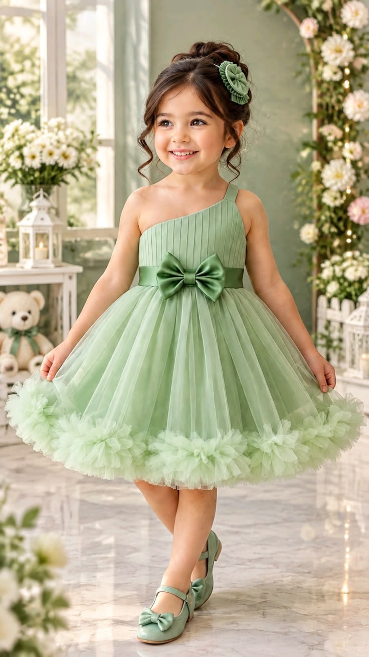 Girls Mint Green Party Dress